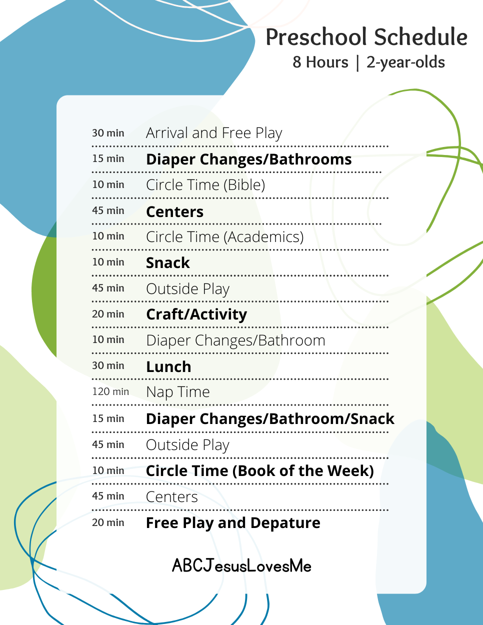 Classroom Schedule 2-Year-Olds