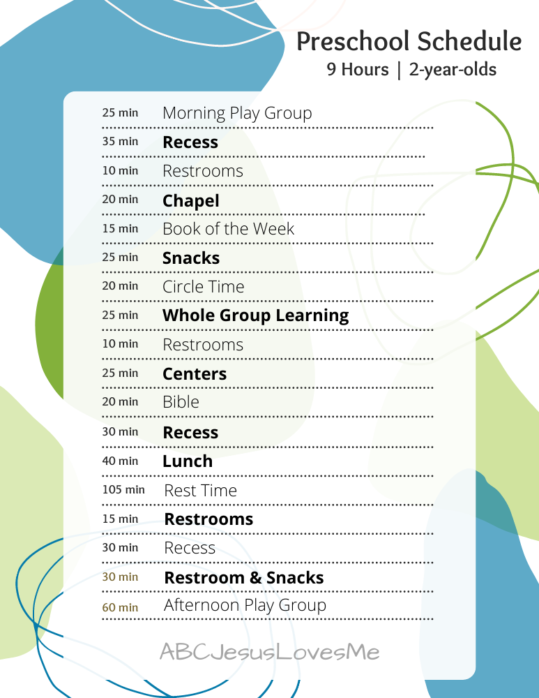 Classroom Schedule 2-Year-Olds