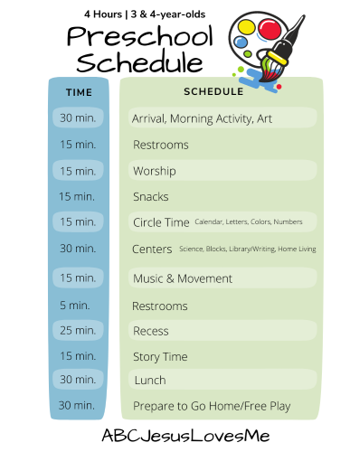 Preschool Classroom Schedules | ABCJesusLovesMe