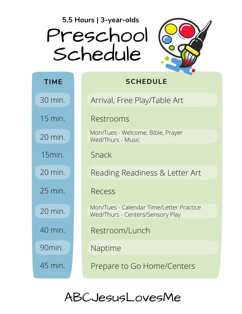 Preschool Classroom Schedules | ABCJesusLovesMe