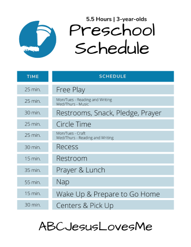 Preschool Classroom Schedules | ABCJesusLovesMe