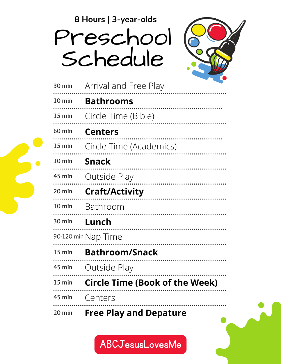 Classroom Schedule 3-Year-Olds
