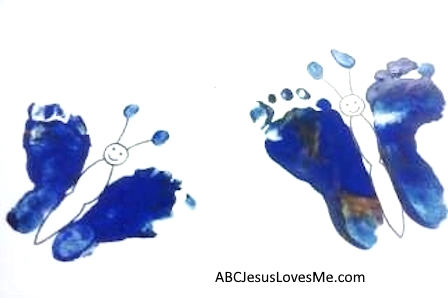 Blue Butterfly Feet Prints