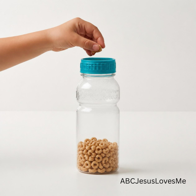 Bottle with Cheerios