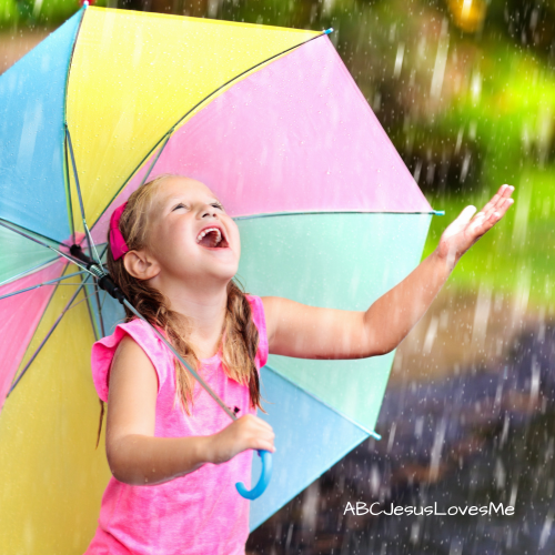 Child with a colorful umbrella