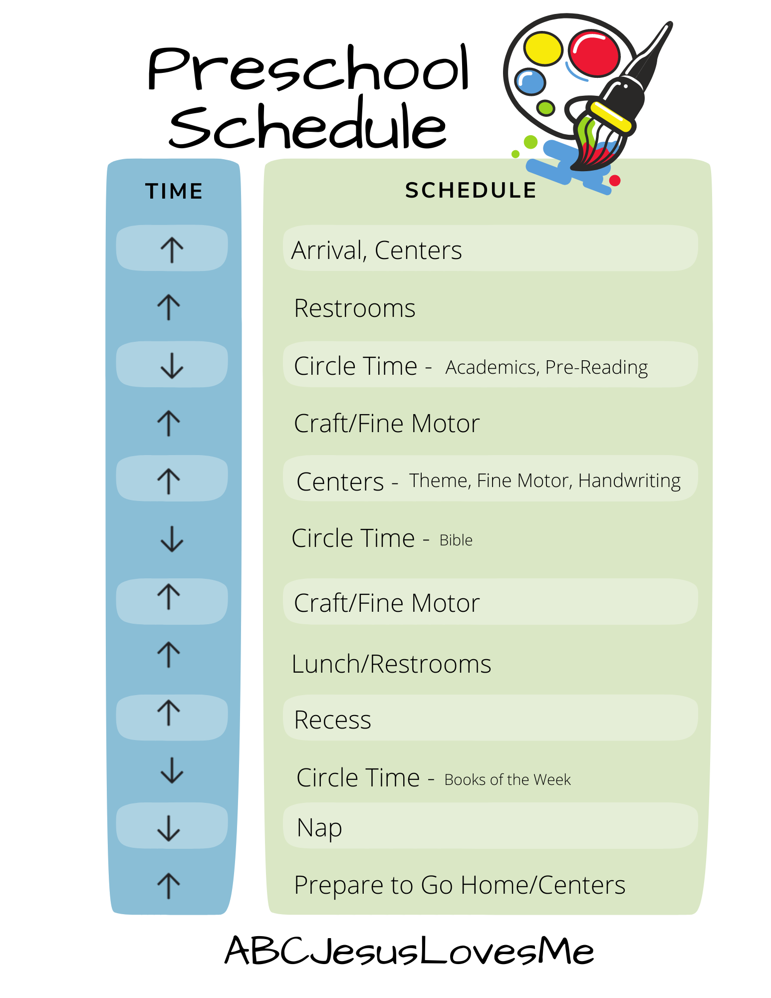 Preschool Classroom Schedules | ABCJesusLovesMe