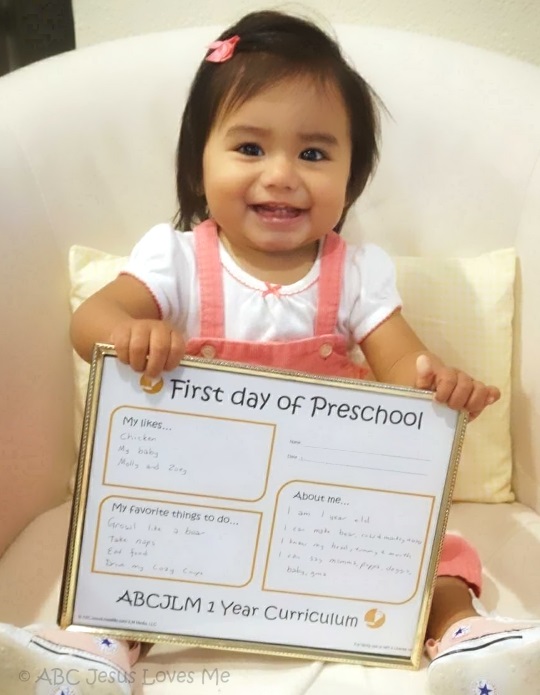 Child on first day of preschool.