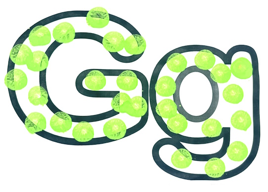 Green Dot Marker on the Letter Gg Poster