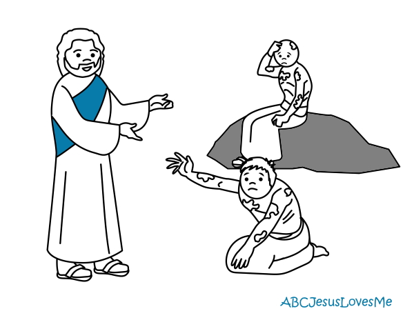 jesus heals 10 lepers coloring pages