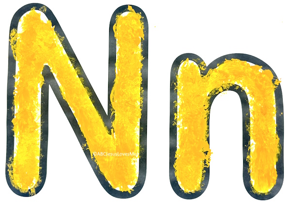 Paint with Noodles Letter N Poster
