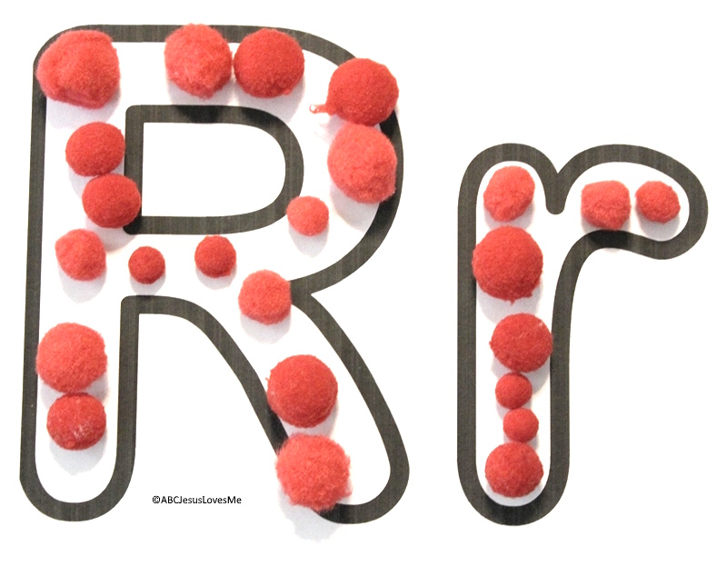 Red Pom Poms Letter R