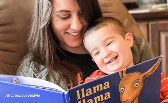 Mom and child reading a book