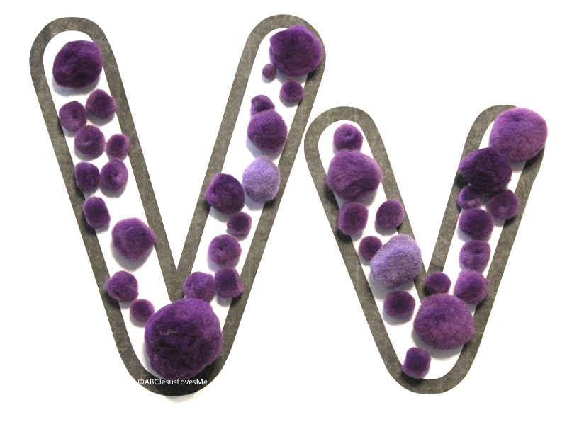 Violet Pom Poms on the Letter V Poster