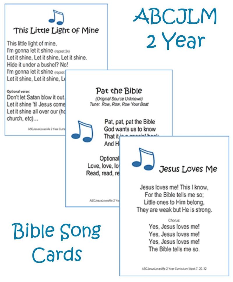 2 Year Bible Songs Cards Digital Download