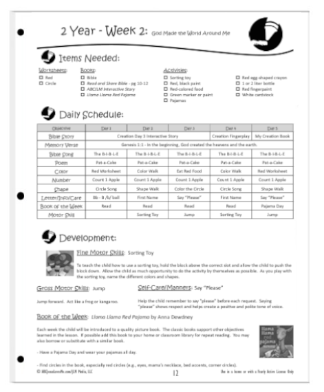 2 Year Curriculum Guide Example