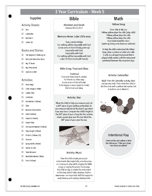 3 Year Curriculum Guide Example