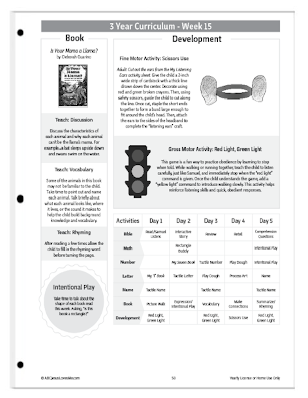 3 Year Curriculum Guide Example