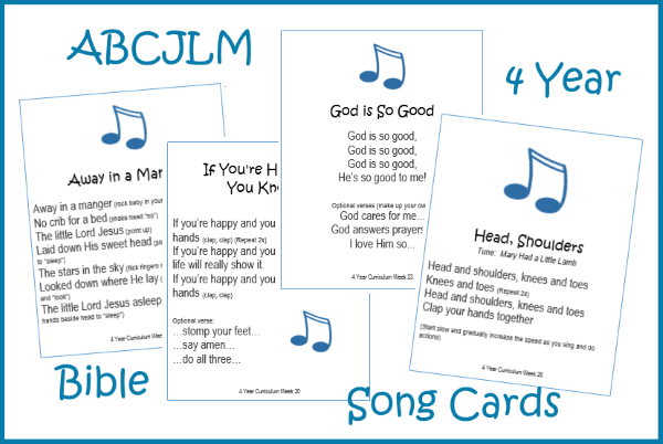 4 Year Bible Song Cards (Grandfathered)