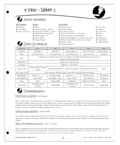 4 Year Curriculum Guide Example