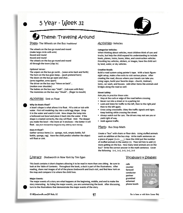 5 Year Curriculum Guide Example