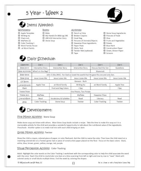 5 Year Curriculum Guide Example