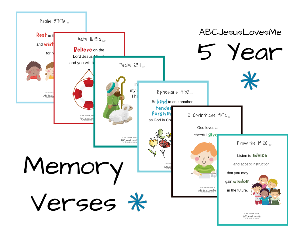 5 Year Memory Verse Cards