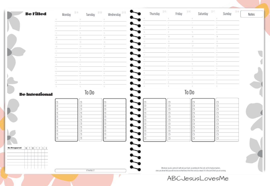 Be Intentional Planner Monthly Layout